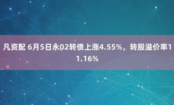 凡资配 6月5日永02转债上涨4.55%，转股溢价率11.16%