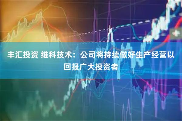 丰汇投资 维科技术：公司将持续做好生产经营以回报广大投资者
