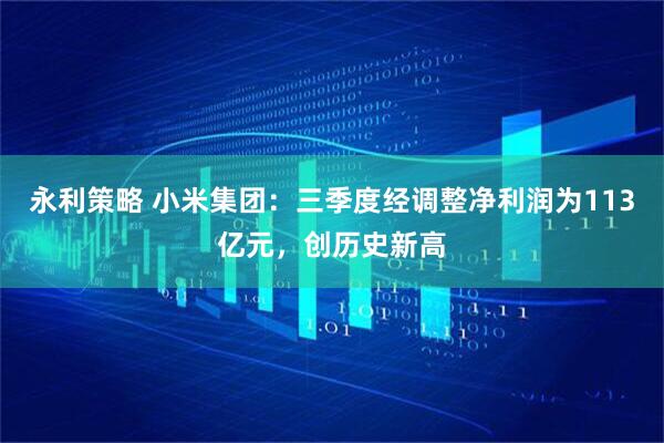 永利策略 小米集团：三季度经调整净利润为113亿元，创历史新高